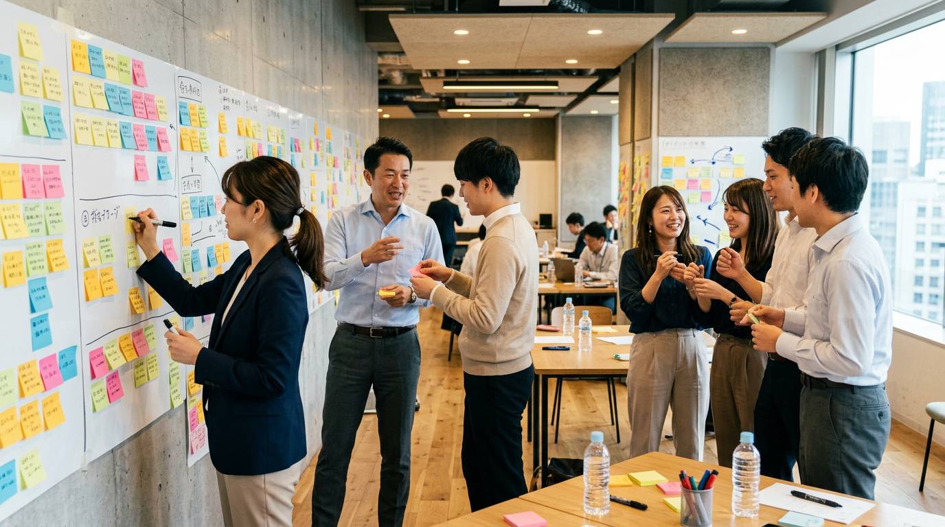 AIエージェントが経営業務を支援している未来のイメージ