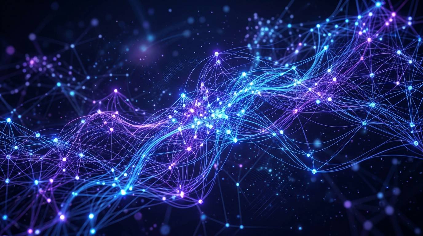 AIニューラルネットワークをイメージしたデジタルアート風の画像