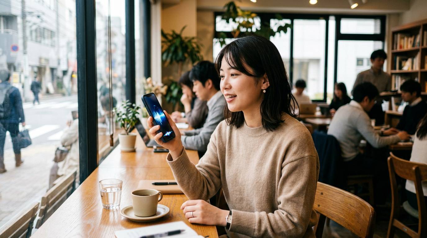 スマートフォンでAIアシスタントを使っている日本人