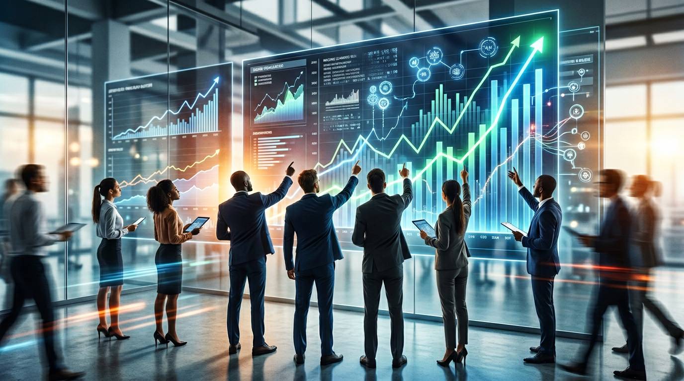 競合他社がAIを使って成長しているグラフのイメージ