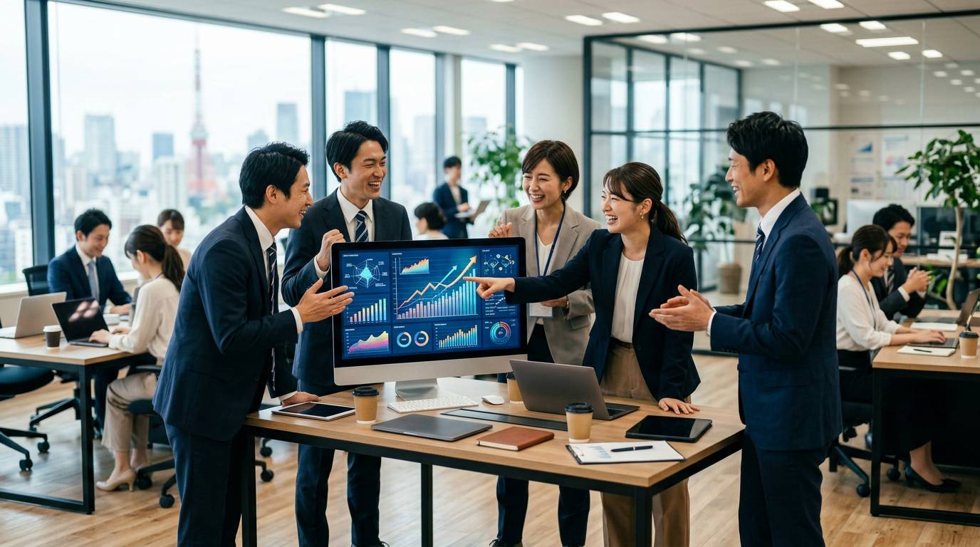 AI導入後にビジネスが成長している日本企業のイメージ