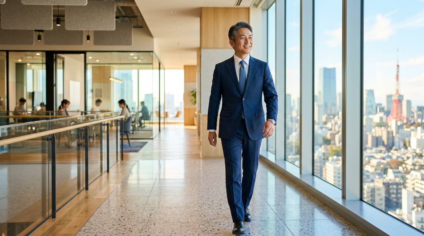 経営者が未来を見据えて前向きに歩んでいるイメージ